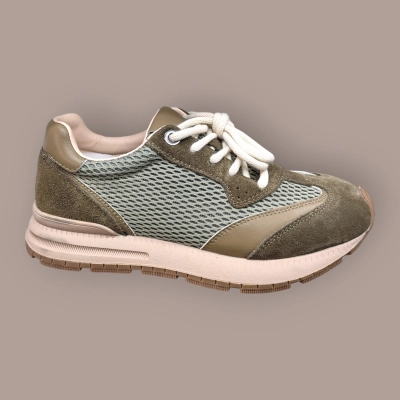 Кроссовки женские летние Ivva натуральная кожа с сеткой хаки 13298 Кроссовки женские летние Ivva натуральная кожа с сеткой хаки 13298