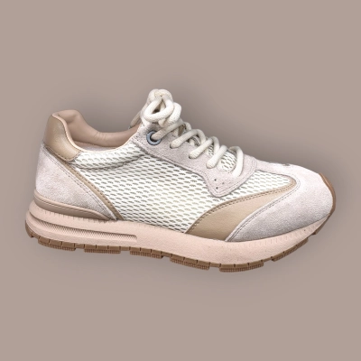 Кроссовки женские летние Ivva натуральная кожа с сеткой бежевые 13299