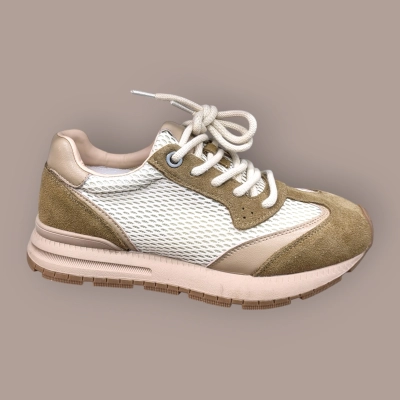 Кроссовки женские летние Ivva натуральная кожа с сеткой коричневые 13300