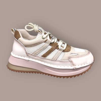 Кроссовки женские Ivva натуральная кожа бежевые 13306