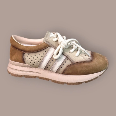 Кроссовки женские летние Ivva натуральная кожа коричневые 13367