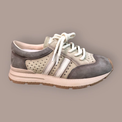 Кроссовки женские летние Ivva натуральная кожа серые 13368
