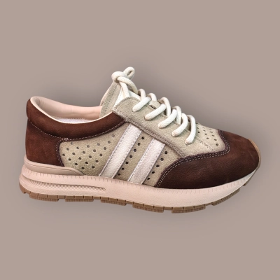 Кроссовки женские летние Ivva натуральная кожа шоколадные 13369