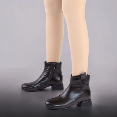 Полусапоги женские натуральная кожа черные K507-2 Полусапоги женские натуральная кожа черные K507-2