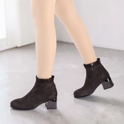 Полусапоги женские натуральная замша коричневые K480-2 Полусапоги женские натуральная замша коричневые K480-2