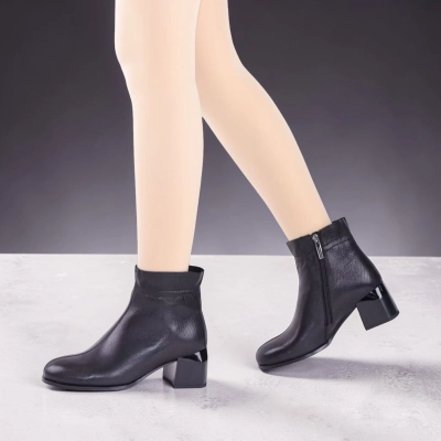 Полусапоги женские натуральная кожа черные K480-1 Полусапоги женские натуральная кожа черные K480-1