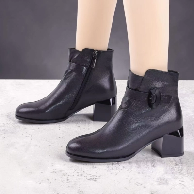 Полусапоги женские натуральная кожа черные K478-1 Полусапоги женские натуральная кожа черные K478-1