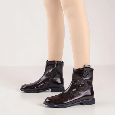 Полусапоги женские натуральная лак кожа черные K527-3