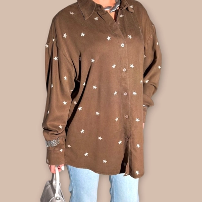 Джинсовые рубашка коричневая 25835 Джинсовые рубашка коричневая 25835