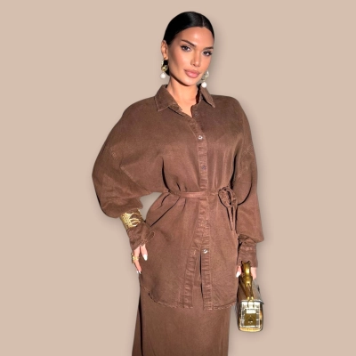 Джинсовый костюм коричневый 25772 Джинсовый костюм коричневый 25772