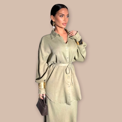 Джинсовый костюм фисташковый 25772 Джинсовый костюм фисташковый 25772