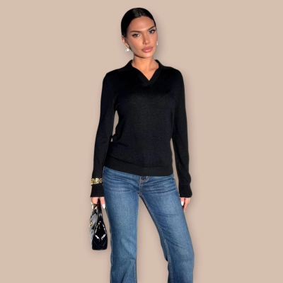 Кофта поло черная 25255А Кофта поло черная 25255А