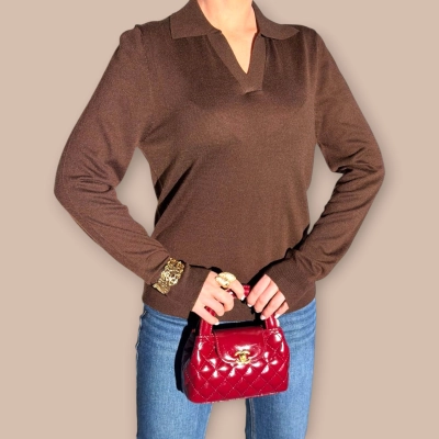 Кофта поло коричневая 25255А Кофта поло коричневая 25255А