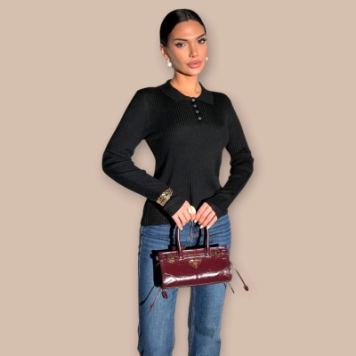 Кофта поло черная 7092 Кофта поло черная 7092