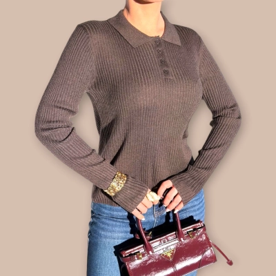 Кофта поло коричневая 7092 Кофта поло коричневая 7092