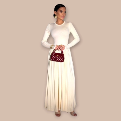 Платье женское с драпировкой длинное белое 25710-2 Платье женское с драпировкой длинное белое 25710-2