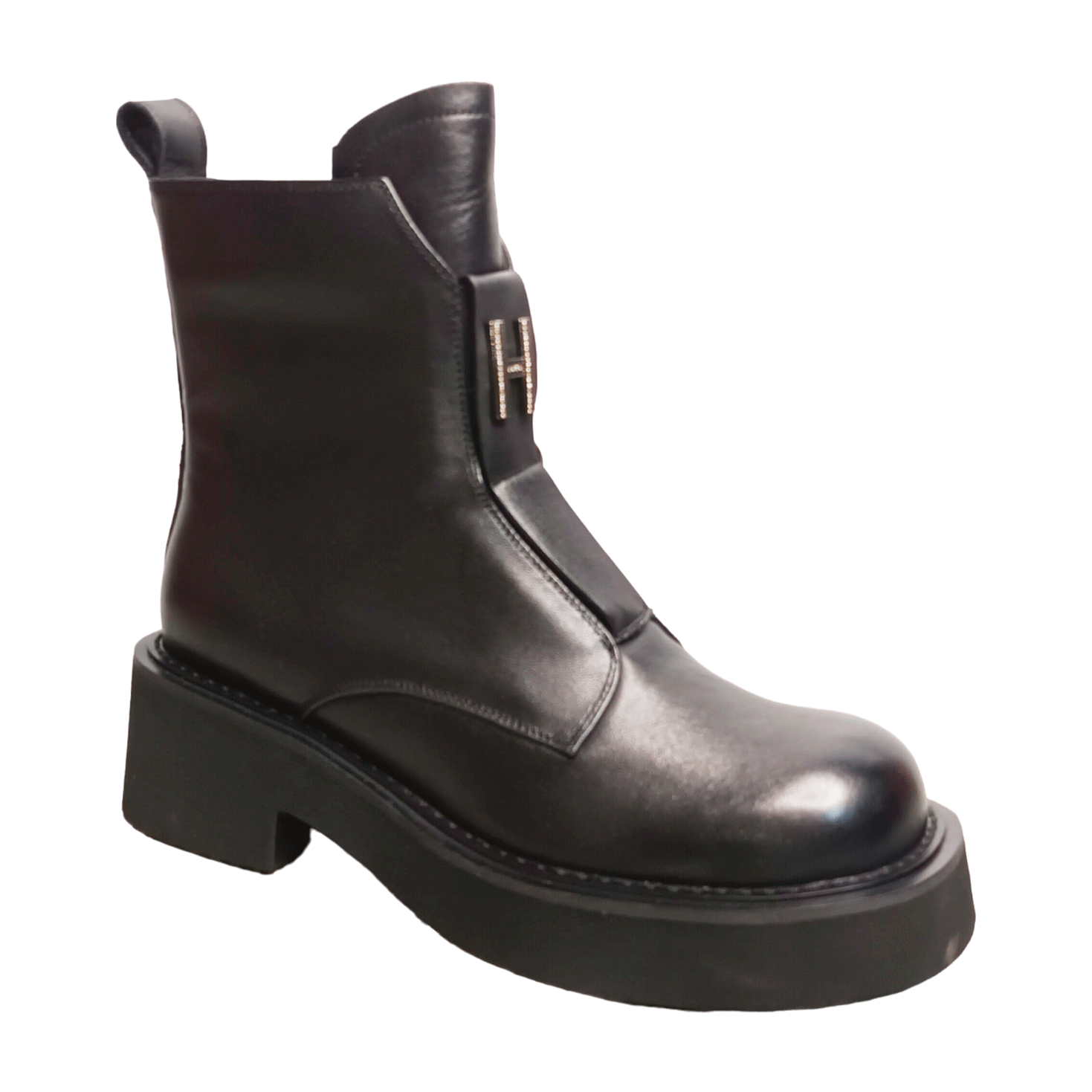 Ботинки женские демисезонные кожаные черные HP425AL