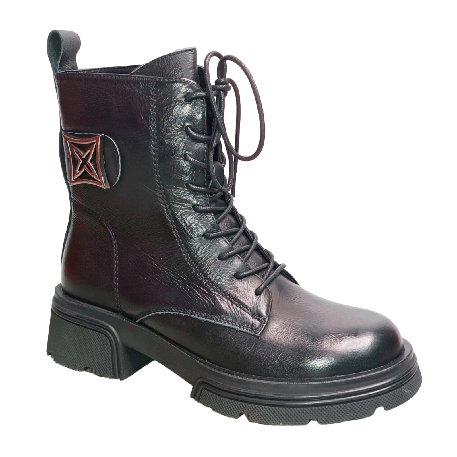Ботинки женские демисезонные кожаные черные HP8120A